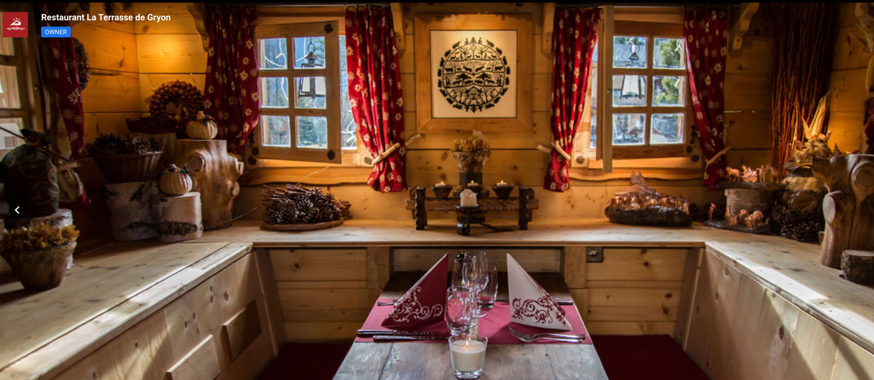 Intérieur sombre et chaleureux du restaurant La Terrasse Gryon